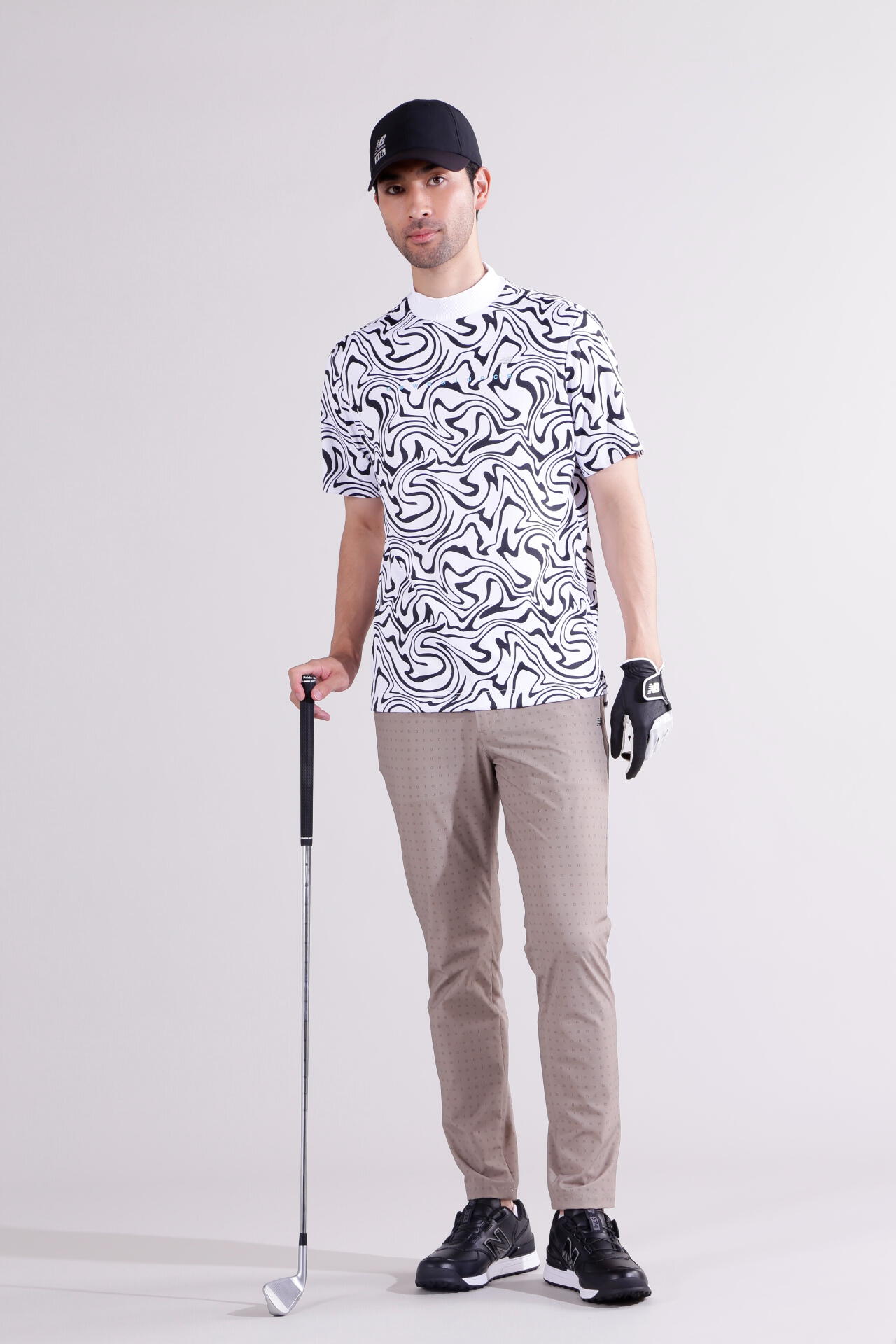 【直営店舗限定】マーブル 半袖 モックネック プルオーバー (MENS)
