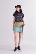 【直営店舗限定】ハイビスカス柄 半袖 モックネック プルオーバー (WOMENS)