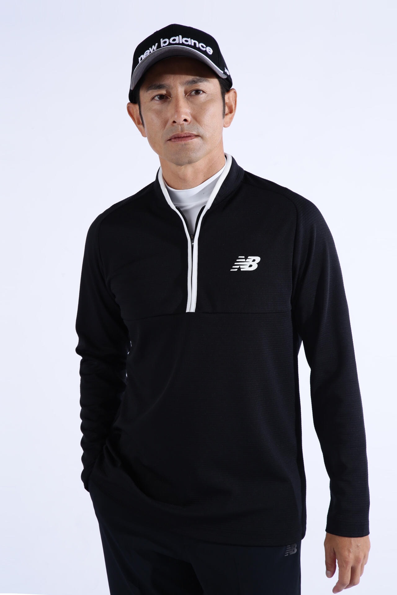 new balance golf】ボーダーキルト ハーフジップ モックネック プル