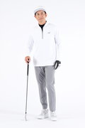 ボーダーキルト ハーフジップ モックネック プルオーバー (MENS WORLD)