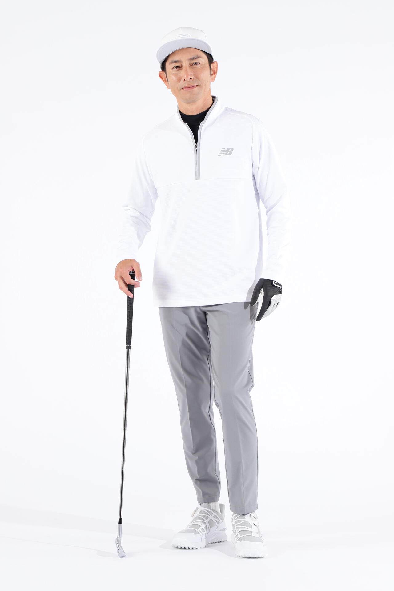 ボーダーキルト ハーフジップ モックネック プルオーバー (MENS WORLD)