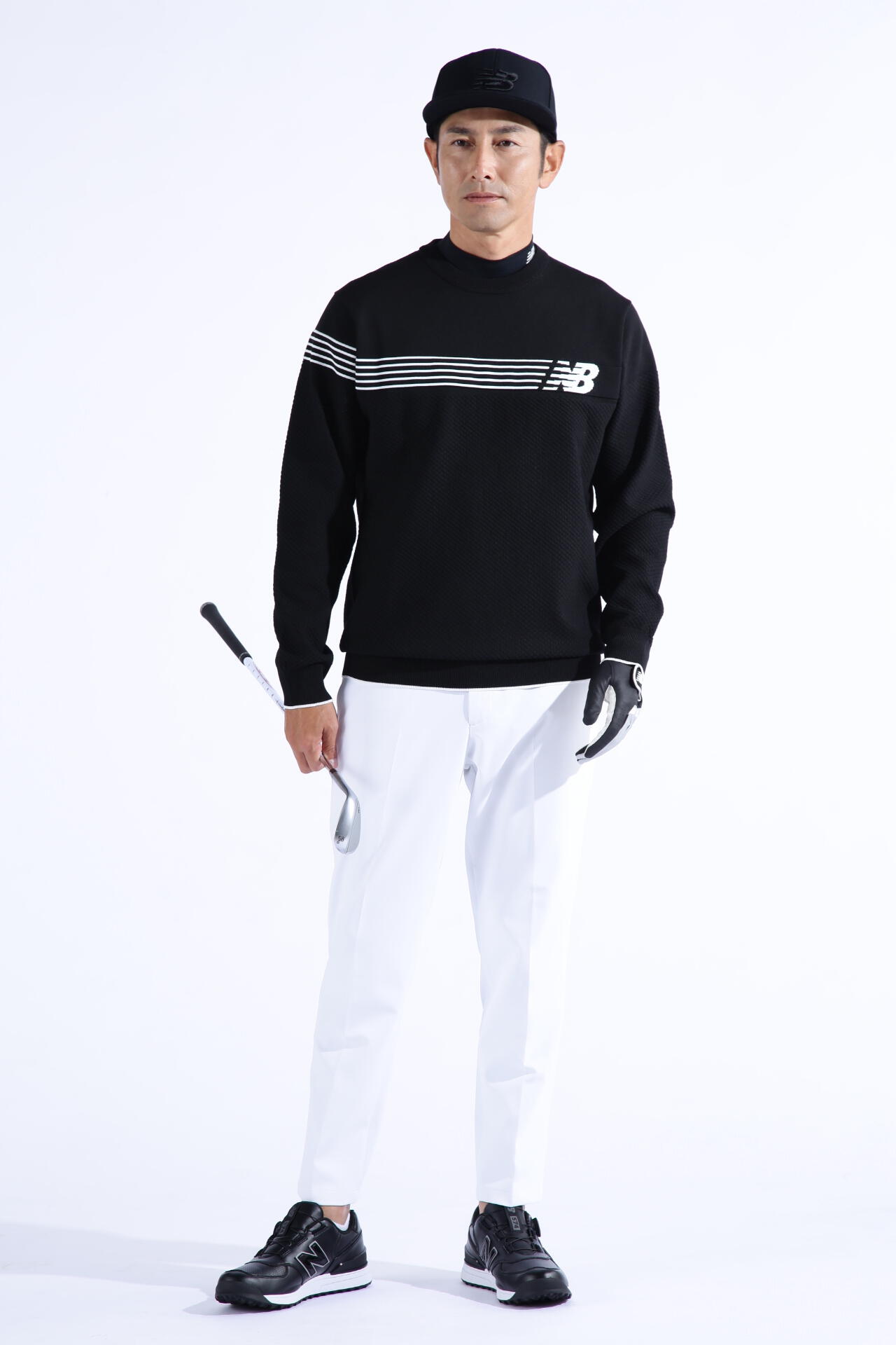 new balance golf】ロゴ×プレーン×鹿の子 クルーネック ニット プル