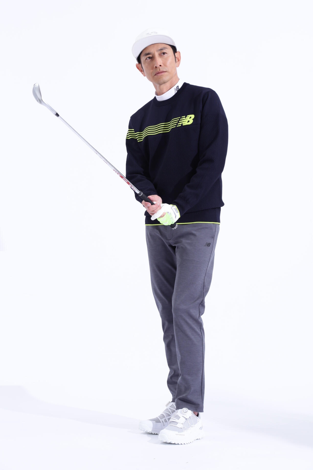 new balance golf】ロゴ×プレーン×鹿の子 クルーネック ニット プル