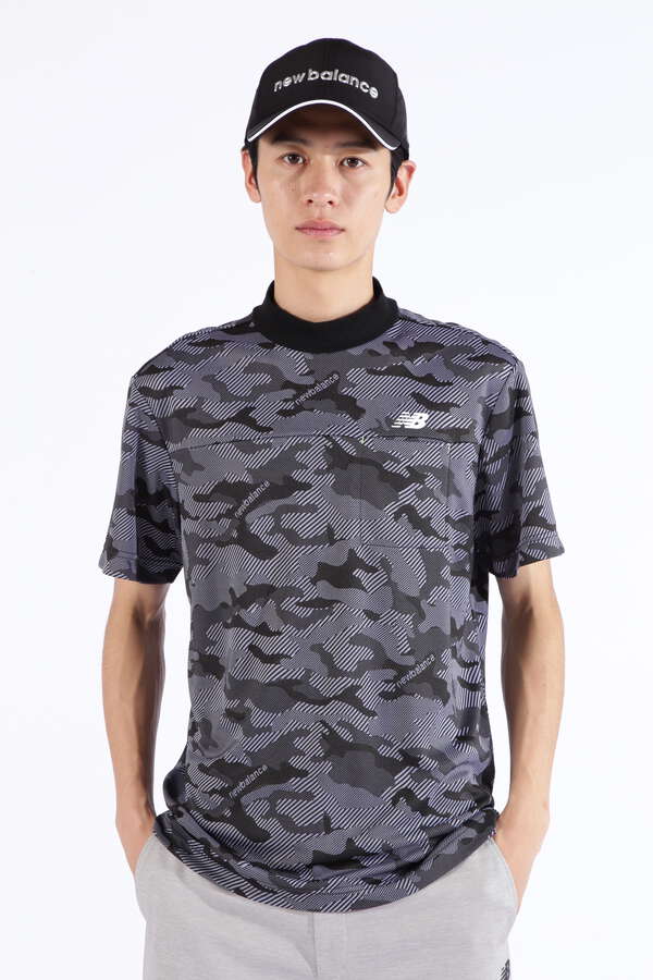 new balance golf】ドライビングレインカモ柄 半袖 モックネック プル 