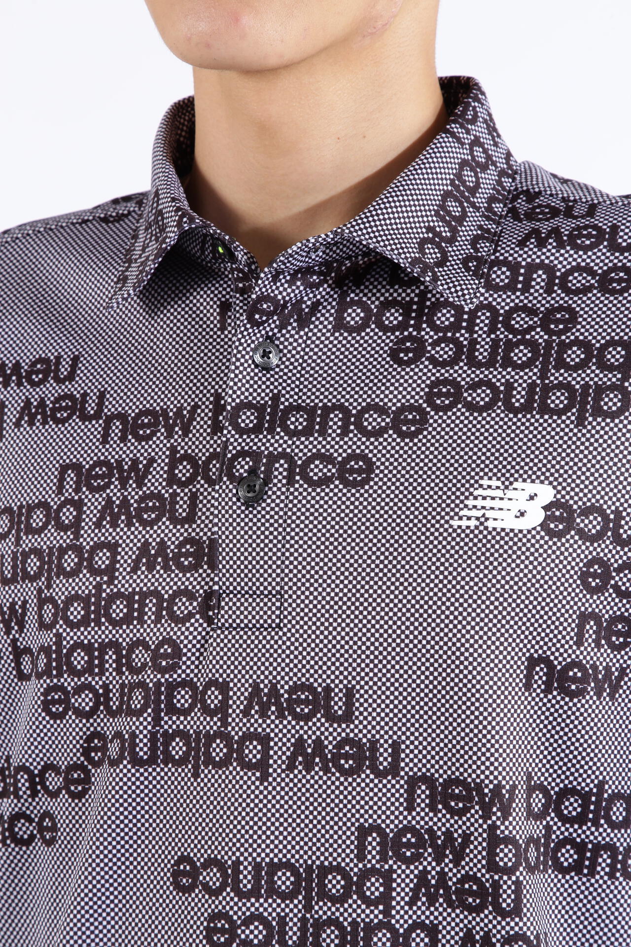 new balance golf】チェッカー×ロゴ×千鳥格子柄 半袖 カラーシャツ 
