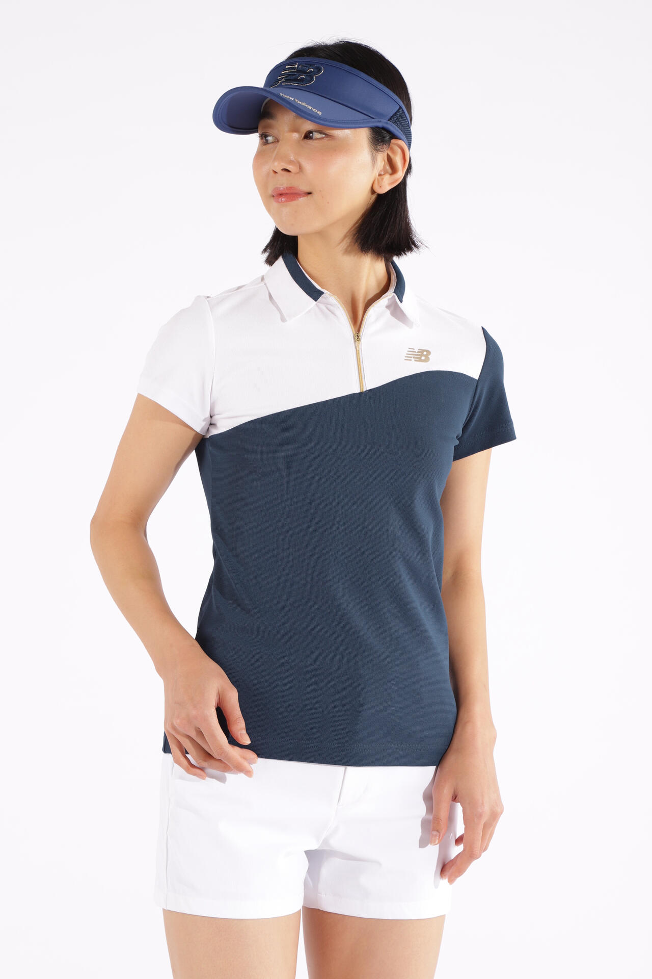 new balance golf】マイクロチェック柄 ハーフジップ カラーシャツ 