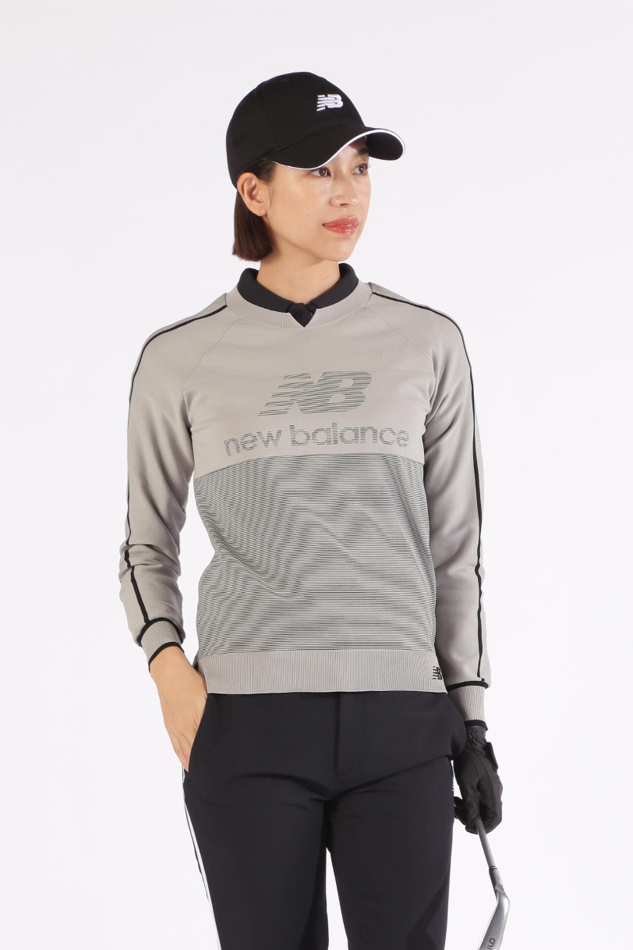 new balance golf】ロゴ×ボーダー クルーネック ニット プルオーバー