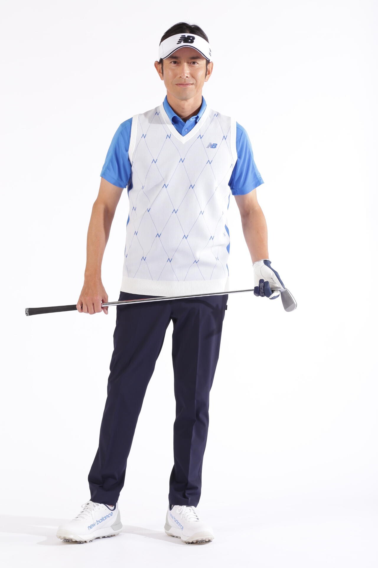 new balance golf】Nアーガイル柄 Vネック ニット ベスト (MENS WORLD)