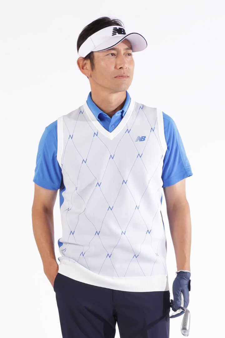 new balance golf】Nアーガイル柄 Vネック ニット ベスト (MENS WORLD)