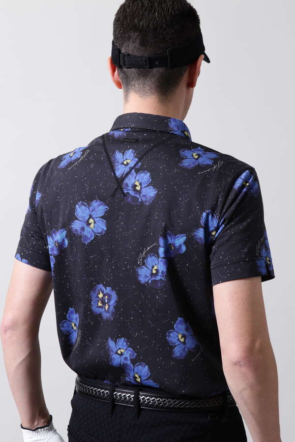 ウィンドフラワープリント ポンチ半袖ポロシャツ (MENS)