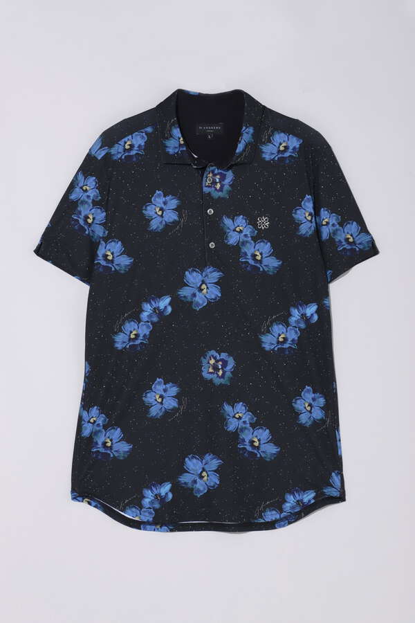 ウィンドフラワープリント ポンチ半袖ポロシャツ (MENS)