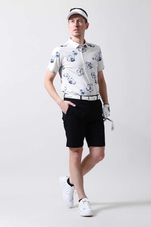 ウィンドフラワープリント ポンチ半袖ポロシャツ (MENS)