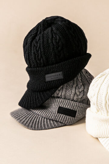 ケーブルツバ付きニットキャップ (UNISEX)