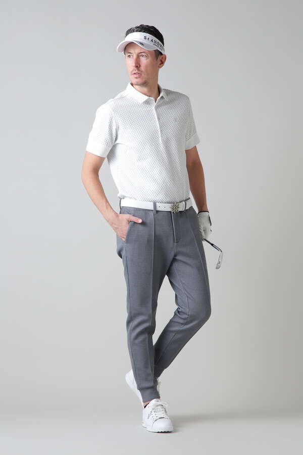 格子ラメジャガード半袖シャツ (MENS)