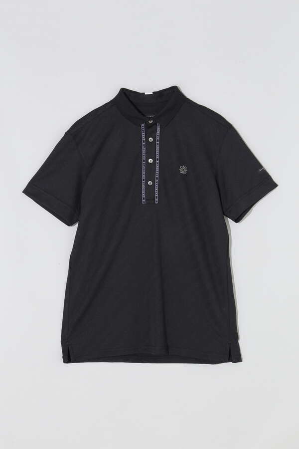 バイアスロゴジャガード半袖ポロシャツ (MENS)