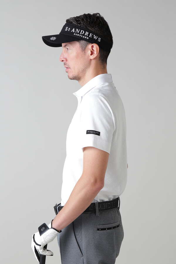 バイアスロゴジャガード半袖ポロシャツ (MENS)