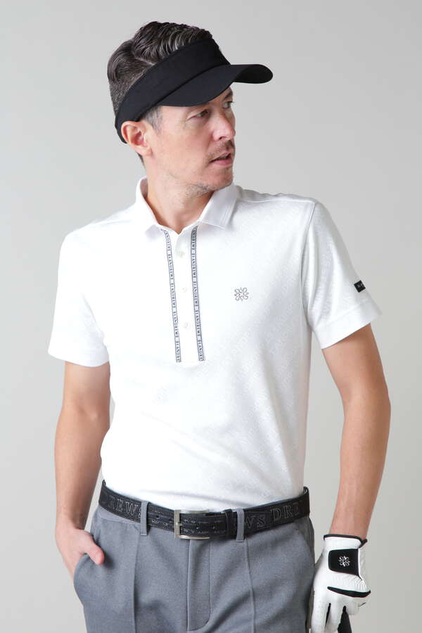 バイアスロゴジャガード半袖ポロシャツ (MENS)