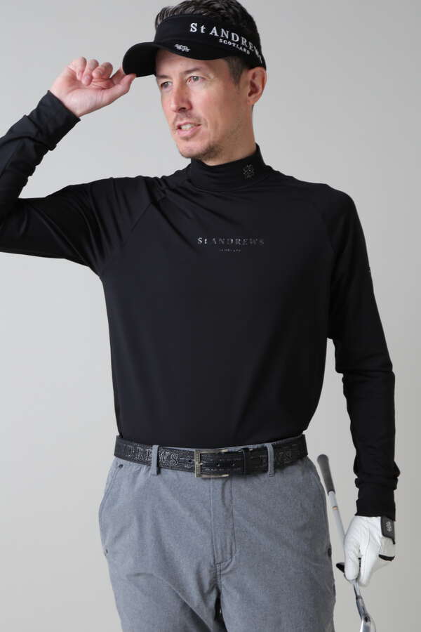 カチオンポリエステルベア天竺長袖ハイネックカットソー (MENS)