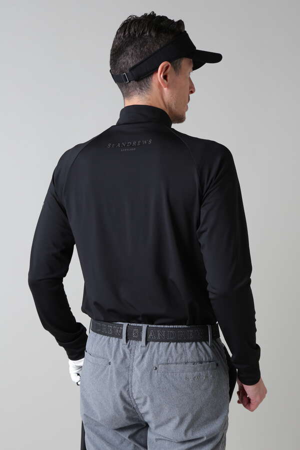 カチオンポリエステルベア天竺長袖ハイネックカットソー (MENS)