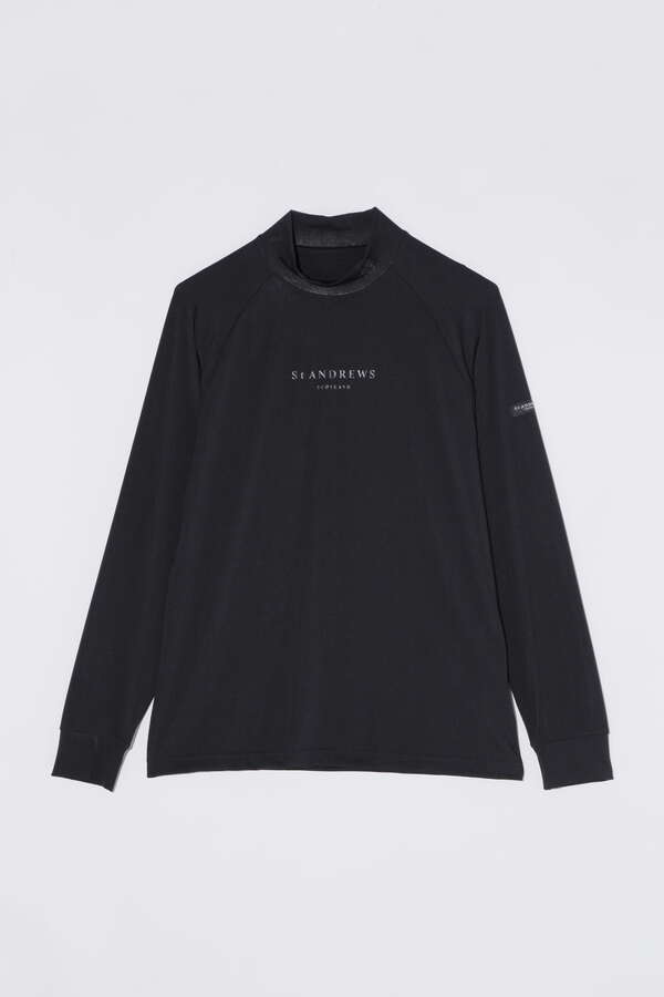カチオンポリエステルベア天竺長袖ハイネックカットソー (MENS)