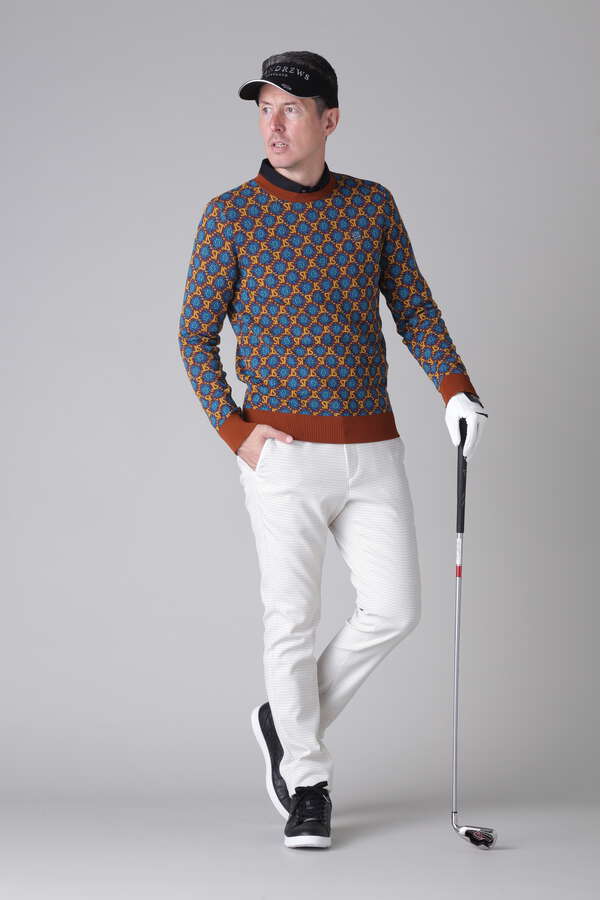 STボニースコットランドジャガード クルーネックニットプルオーバー (MENS)
