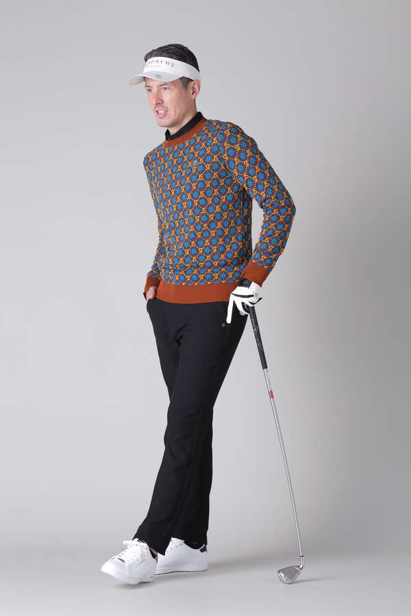 STボニースコットランドジャガード クルーネックニットプルオーバー (MENS)