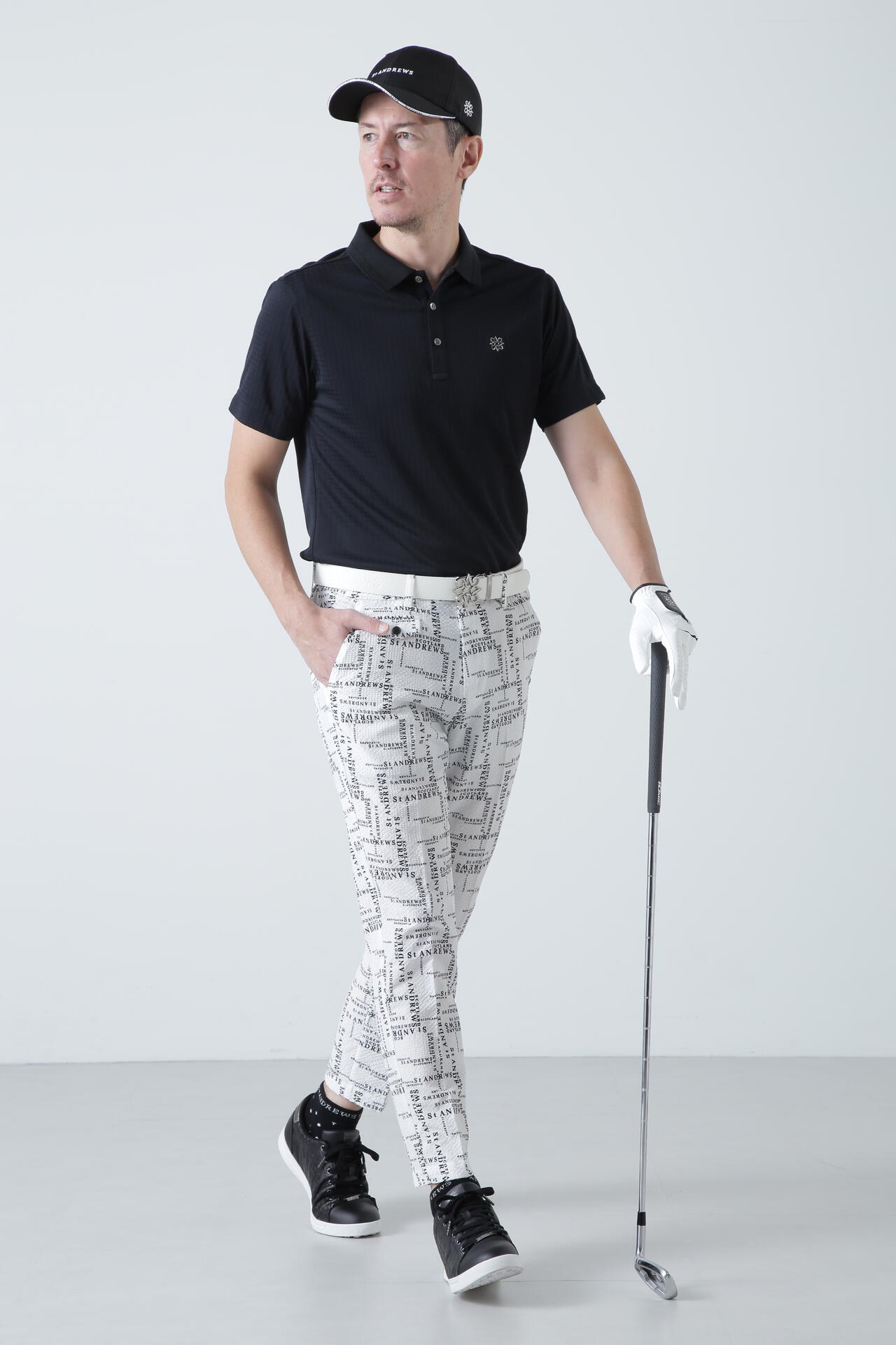 St ANDREWS】ギンガムジャガード半袖ポロシャツ (MENS) 