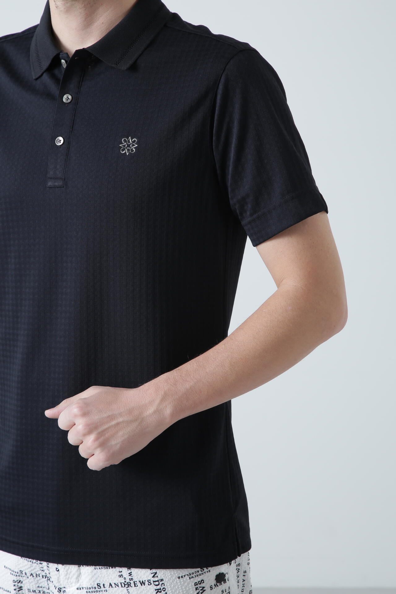 St ANDREWS】ギンガムジャガード半袖ポロシャツ (MENS)