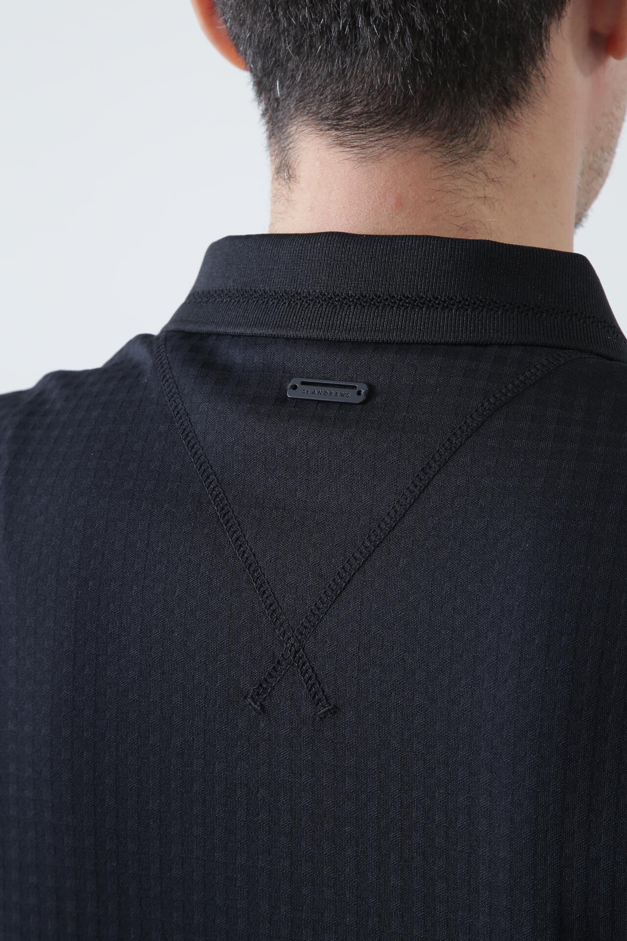 St ANDREWS】ギンガムジャガード半袖ポロシャツ (MENS)