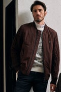 NYストレッチ中綿袖ニットブルゾン (MENS)