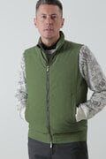 ロゴバックエンボスストレッチ中綿フルジップベスト (MENS)