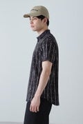 リベットストライププリント半袖シャツ (MENS)