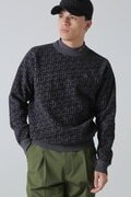 14G STロゴジャガード クルーネックニットプルオーバー (MENS)