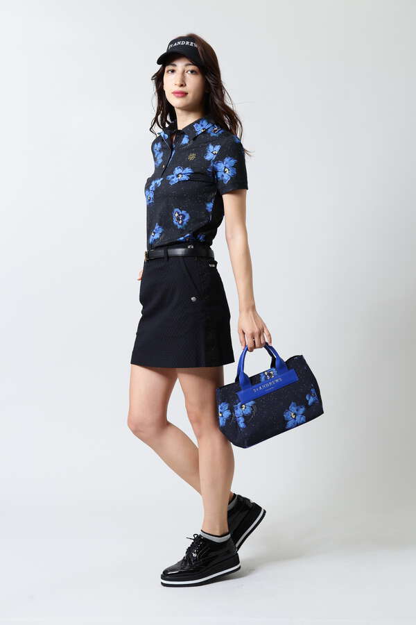 ウィンドフラワープリント ポンチ半袖ポロシャツ (WOMENS)