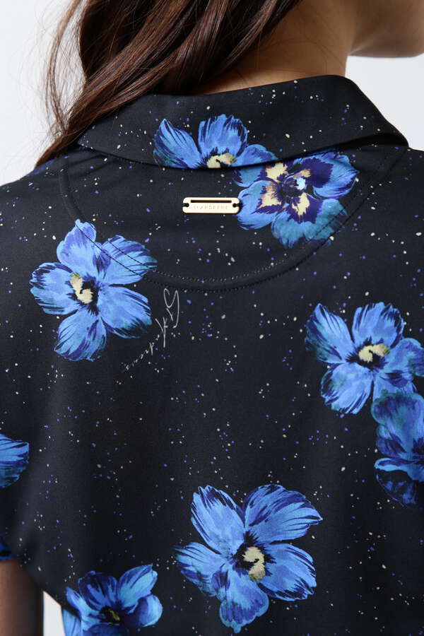 ウィンドフラワープリント ポンチ半袖ポロシャツ (WOMENS)