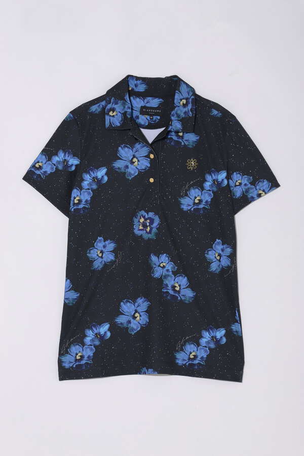 ウィンドフラワープリント ポンチ半袖ポロシャツ (WOMENS)