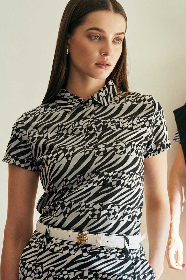 オプアートジャガード半袖ポロシャツ (WOMENS)