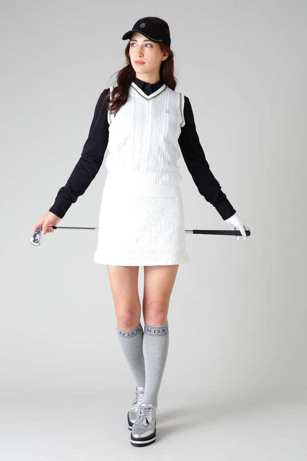 14G寄せ柄×地柄ニットベスト (WOMENS)