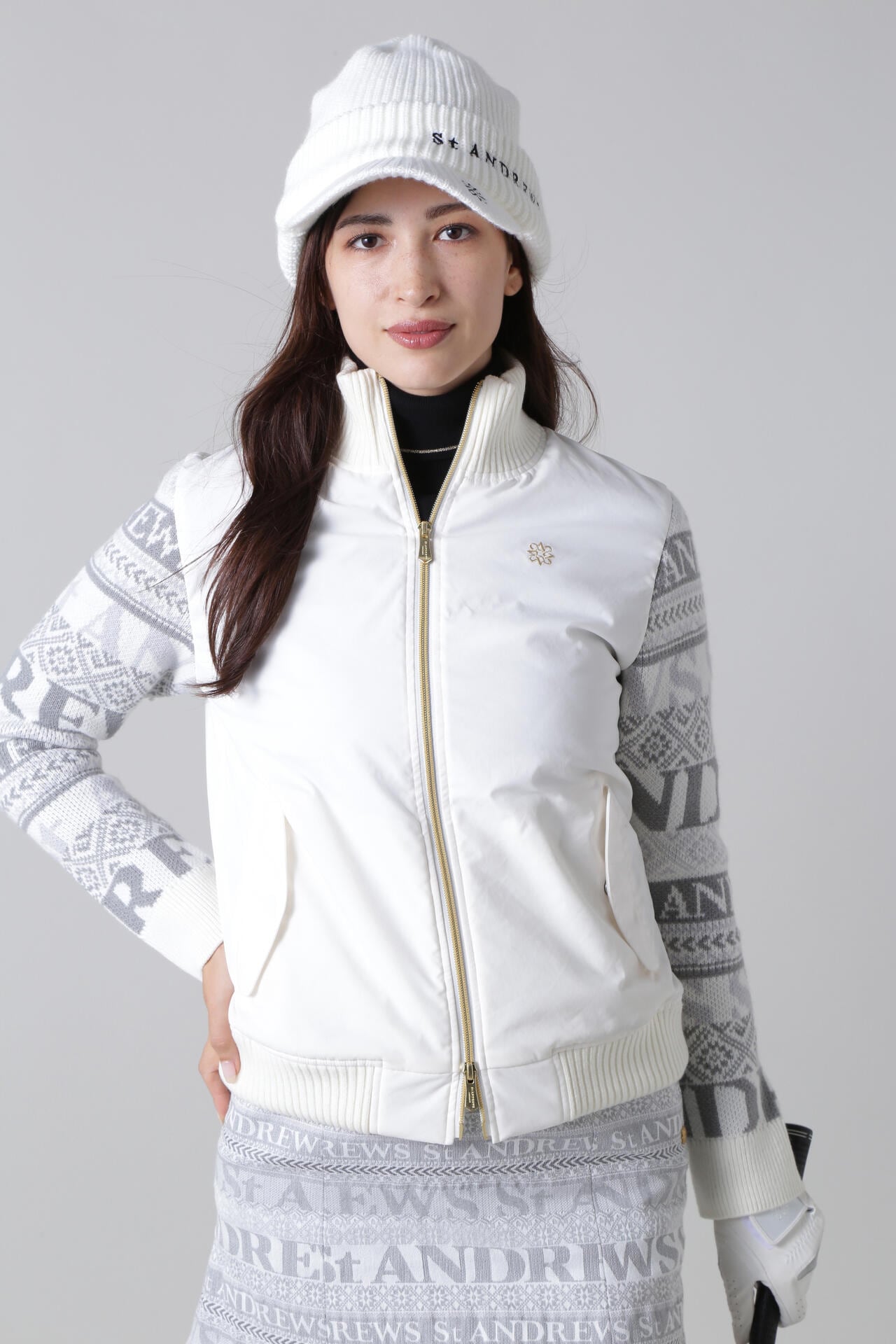 St ANDREWS】中綿袖ニットブルゾン (WOMENS)