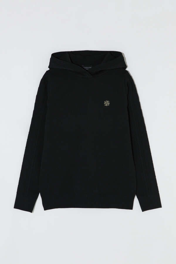 14G天竺×ケーブルニットフーディ－プルオーバー (WOMENS)
