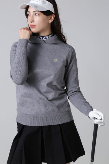 14G天竺×ケーブルニットフーディ－プルオーバー (WOMENS)