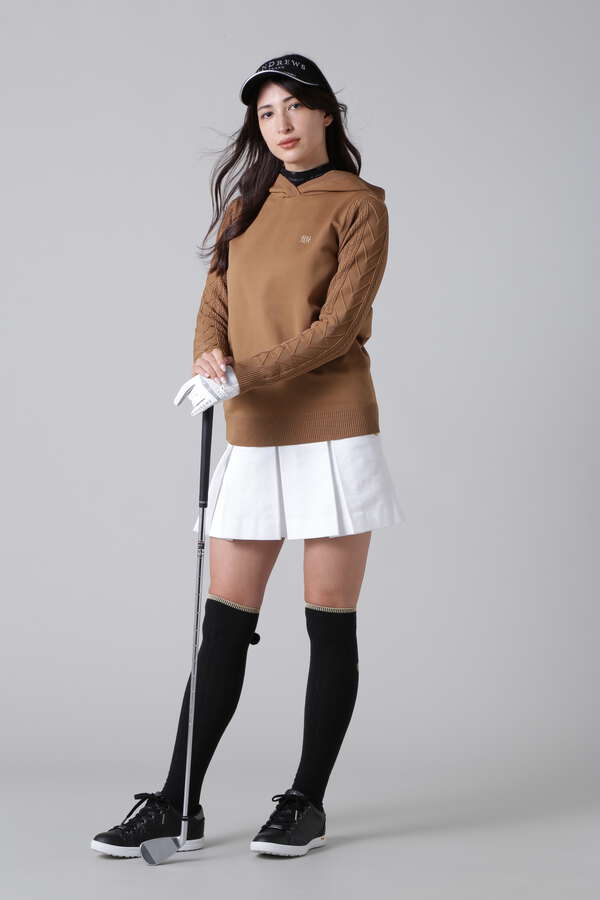 14G天竺×ケーブルニットフーディ－プルオーバー (WOMENS)