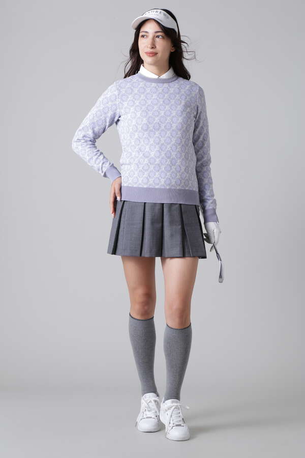 12G STボニースコットランドジャガード クルーネックニットプルオーバー (WOMENS)