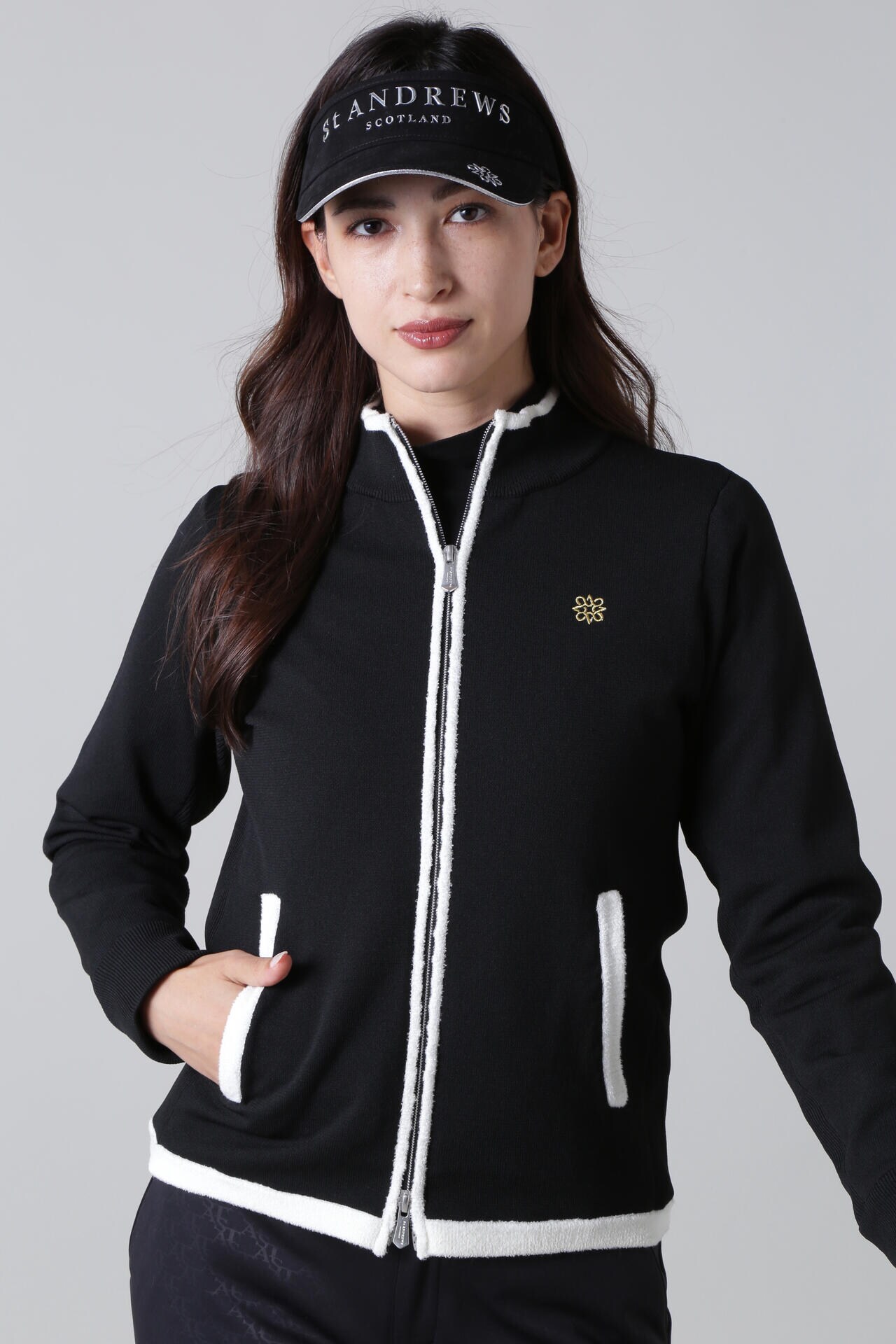 St ANDREWS】12G天竺裏地付きスタンドジップニットブルゾン (WOMENS)