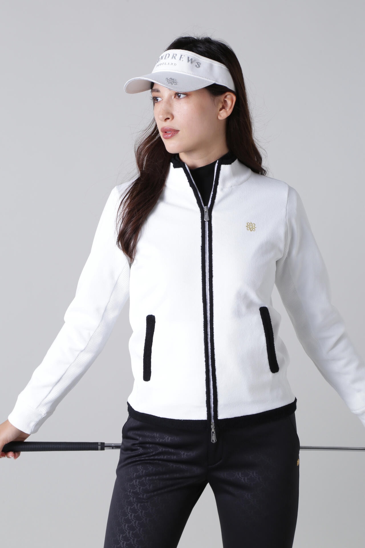 St ANDREWS】12G天竺裏地付きスタンドジップニットブルゾン (WOMENS)