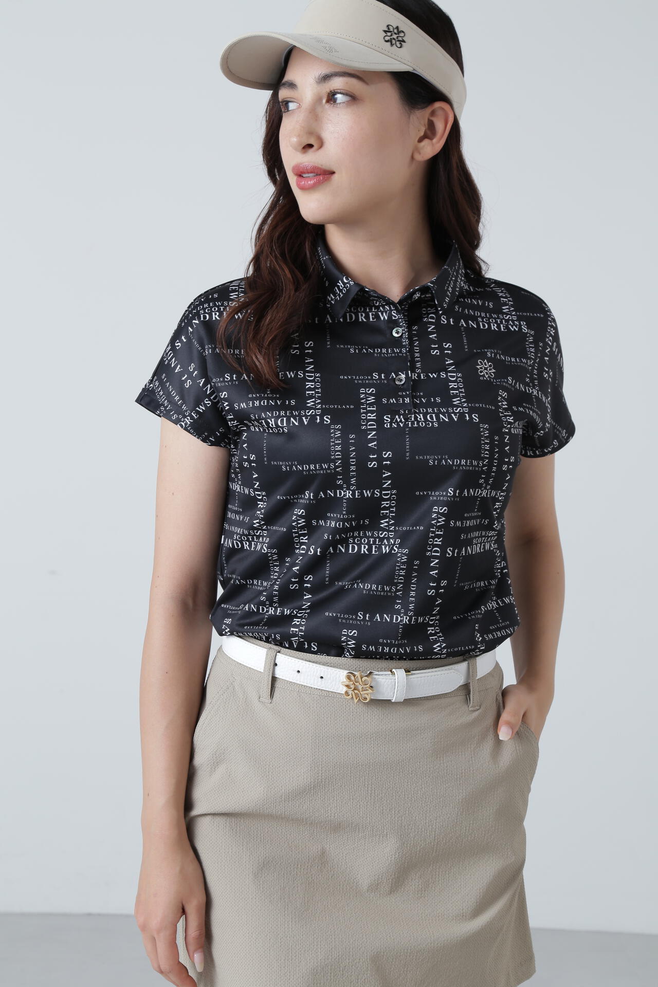 St ANDREWS】COOLMAXランダムロゴプリント半袖シャツ (WOMENS)