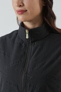 ロゴバックエンボスストレッチ中綿フルジップベスト (WOMENS)