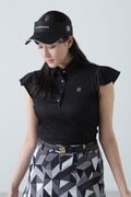 ストライプジャガード半袖フリルシャツ (WOMENS)