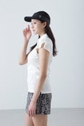 ストライプジャガード半袖フリルシャツ (WOMENS)