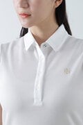 ストライプジャガード半袖フリルシャツ (WOMENS)